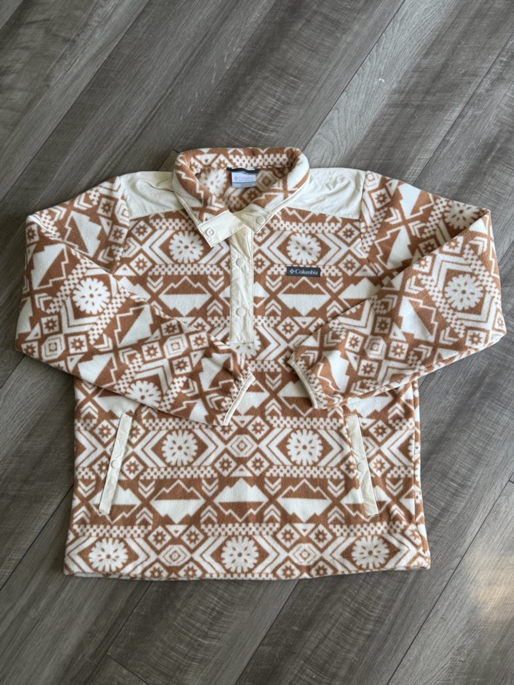 Columbia Geometric Fleece Pullover - Cream & Tan - Picture 2 of 4